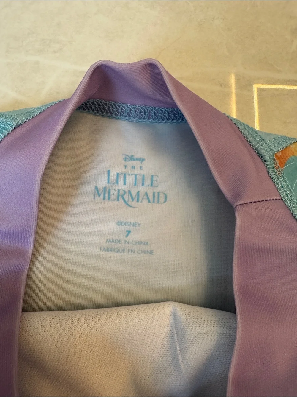 Disney Girls Light Blue & Purple Mermaid Long-Sleeve Rashguard Swim Set